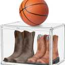 Extra Large Acrylic Display Case, XXX-Large Clear Boot Shoe Boxes Sneaker Storage Box Stackable Handbag Collectibles Organizer with Magnetic Door