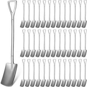 Gerrii 100 Pieces Mini Shovel Dessert Spoons 6.1 Inch Stainless Steel Silverware Gelato Spoons for Dessert Coffee Fruit Ice Cream Kitchen Restaurant Home