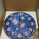 Glowing Butterflies Wall Clock 10 inch Round Silent Non Ticking Wood Wall Clocks Battery Operated Easy to Read Decorative Wall Clock for Bedroom Kitchen Living Room Bathroom