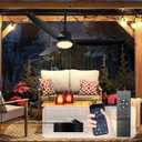 Depuley Outdoor Ceiling Fan with Light: 52 Inch Gazebo Fan Outdoor Hanging - Plug in Waterproof Fans with Lights for Patio - Dimmable Remote App Control Black