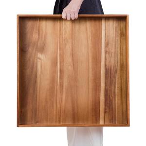 Serving Tray with Handles, 22 inch Large Square Ottoman Tray Coffee Table Tray, Wooden Trays Decorative Trays for Party, Food Serving, Breakfast, Dinner, Coffee Tea, Appetizers