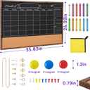 Magnetic Chalkboard Calendar 24x36 Inches, Framed Chalk Board for Wall Organization, Planning/School Timetable/Memo, Hanging Magnetic Surface for Office, School, Home