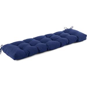 IASEAHK Outdoor Bench Cushion 48x18x5 Inch, Waterproof & Fade-Resistant Patio Furniture Cushions, Tufted Memory Foam Indoor/Outdoor Cushions for Couch Swing with Non-Slip Backing & Straps, Navy Blue