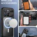 Lanhiem Magnetic for iPhone 15 Pro Max Case, IP68 Waterproof Dustproof Case, [Compatible with Magsafe] [Built-in Screen Protector] Full Body Heavy Duty Rugged Phone Cover 6.7 inch, Black/Clear