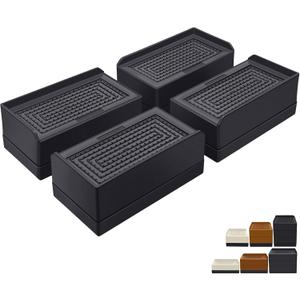 1.5 inch Furniture Risers, Rectangle Adjustable Risers Blocks for Bed Sofa Table and Couch Lifting,Heavy Duty Support Up to 1,300 Lbs (4 Pack-Black)