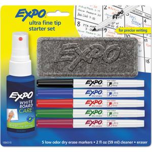 Expo 1884310 Low-Odor Dry-Erase Marker Starter Set, Ultra Fine, Assorted, 5/Set