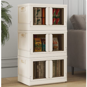 ST7 8.4 Gal Double Door Foldable Storage, Collapsible Plastic Storage Bins with Lids (3-Pack)