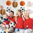 Sports Birthday Party Decorations, 8 Pcs Paper Lanterns Set - Baseball, Basketball, Football, Soccer Ball Themed Hanging Ornaments for Ceiling, Centerpieces, Ball Party Decor (8 Inch)