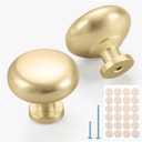 Gzzvo 30 Pack Cabinet Knobs for Drawers and Dressers,Brushed Gold Kitchen Cabinet & Closet Door Knobs,Solid Round Furniture Hardware Pulls