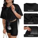 AOMONI 2 piece outfits for Women Short Sleeve Tunic Tops Shorts Sets (S)