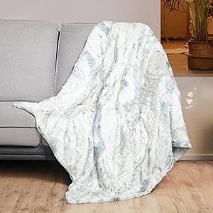 WOOMER Electric Heated Throw Blanket(50"x 60"), Soft Faux Fur Fast Heating Blanket with Multi-Color Option, 4 Heating Levels & 4H Auto Off, Machine Washable, Over-Heat Protection