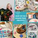 Colorful Kids Fabric Paint Art Kit - Including 12 Fabric Markers, 26 Fabric Paints, Fabric Tote Canvas Bags, Paint Brushes, and Apron Set in a Box  Inspire Imagination and Family Bonding