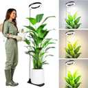 LBW Grow Lights for Indoor Plants, 6.3" Full Spectrum Plant Light with Base, 59" Height Adjustable Grow Lamp, 6/8/12/16H Auto Timer, 3 Light Color, 5 Dimmable Level, for Tall Large Plant, Black,1 pack