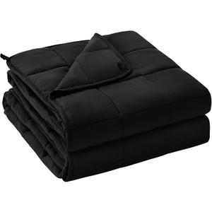 yescool Weighted Blanket for Adults (12 lbs, 48" x 72", Black) Cooling Heavy Blanket for Sleeping Perfect for 110-130 lbs, Twin Size Breathable Blanket with Premium Glass Bead, Machine Washable