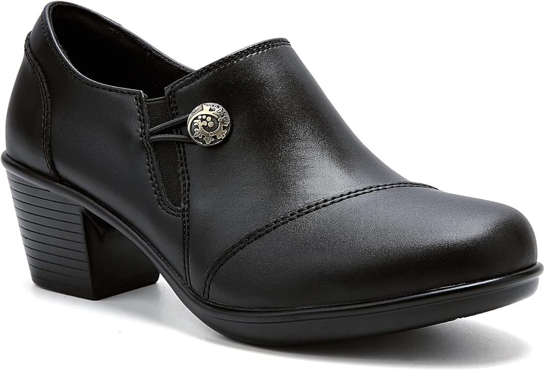 UZB Women's Slip-On Loafer Zip Leather Pump Shoes 11