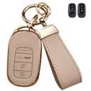 Axtrulix Key Fob Cover for Honda, Upper Leather + Soft TPU Key Cover Case Shell for Honda 2022 2023 2024 2025 Civic Accord HR-V Pilot CR-V, 4/5 Buttons (Pink, 4 Buttons)