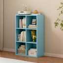 OSCHF 6-Cube Storage Shelf Bookcase - Wooden 3-Tier Floor Standing Open Bookshelf for Home and Office, Display Cabinet, Light Blue