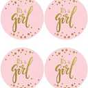 1" Round 50 Pack Pink It's a Girl Label Stickers Baby Shower Party Sticker Labels Candy Stickers for Birthday Party Baby Shower Wedding Favors