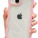 NAOKIFU Compatible for iPhone 16 Case Cute Girly Clear Curly Wave Frame Shape for iPhone 16 Phone Case Wavy Shockproof Protective Phone Cover for Women Girls Phone Cases Clear Design