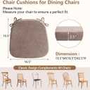 D-Shaped Chair Cushions for Dining Chairs, 2.5” Thick Chair Pads with Washable Comfortable Textured Cover, Non Slip Kitchen Chair Cushions with Ties,16.5" x 16.5", 4 Pack, Brown