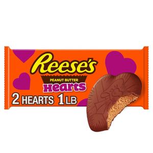 REESE'S Milk Chocolate Peanut Butter Hearts, Valentine's Candy Pack, 16 oz (2 Pieces)