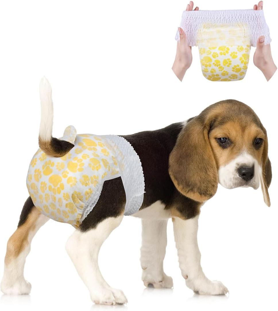 Dono Dog Diapers Female with Stretchy Waist-48Pcs, Disposable Full Wrap Female Puppy Dog in Heat Period Diapers, 360 Leak-Proof Super Absorbent Doggie Puppy Diaper (XS-48 Count)
