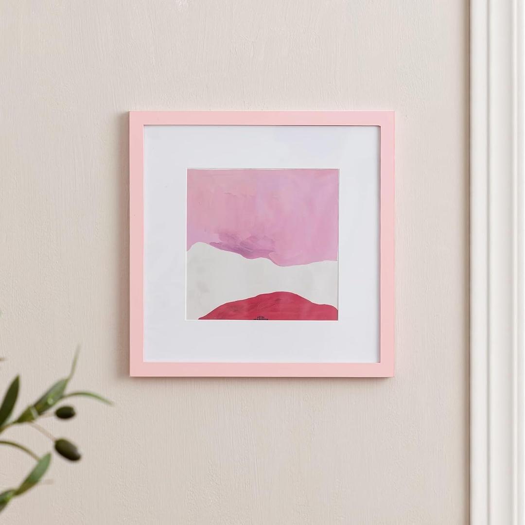 eletecpro 12x12 Picture Frames, Colored Modern Style, Made of Engineered Wood with Clear Acrylic for 12x12 Photo, Cute Photo Frame for Home Decor on Wall & Tabletop, Pink, 1 Pack