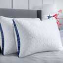Pillows Queen Size Set of 2, Queen Pillows 2 Pack, Cooling Hotel Luxury Pillow for Bed Sleeping, Supportive Breathable Down Alternative Gusseted Pillow for Side Stomach or Back Sleepers (Sapphire Blue)