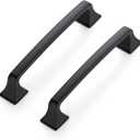 Ravinte 5 Pack Solid 5" Square Foot Arch Pulls Kitchen Cabinet Handles Matte Black Pulls Black Dresser Kitchen Cupboard Hardware Handles for Cabinets Cupboard Drawers (5 Inch Hole Center)