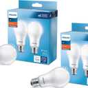 PHILIPS LED 60W A19 4-Pack Basic Soft White (2700K) 800 Lumen (10W = 60W) Frosted Flicker-Free Light Bulbs