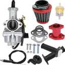 PZ27 Carburetor Kit for Honda XR100 XR100R CRF100F 4 Stroke CG 125CC 150CC 200CC 250CC CNC ATVs, Go Karts and Dirt Bikes w/Intake Manifold 38mm Air Filter Throttle Control Handle (Red)