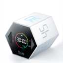 Ticktime Pomodoro Timer, Productivity Timer Cube, 5/15/25/30/45/60 Min Presets, Custom Countdown & Stopwatch 1s99m59s, Sound/Vibration/Silent, Magnetic, Rechargeable, for ADHD Study Work, Silver