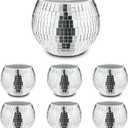 6 PCS Disco Ball Silver Votive Candle Holders,Glass Mirror Candle Holder Disco Ball Candle Holder Discos Balls Candle Vase Can Be Used for Wedding,Dining Table,Party Discos Decoration