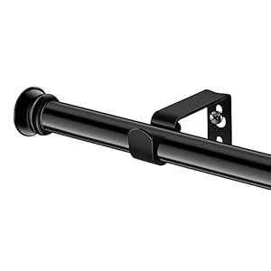 Small Curtain Rods for Windows 30" to 45" 5/ 8 Inch Standard Decorative Black Curtain Rod with Brackets Easy to Install for Bedroom Living room Kitchen (30", 45")