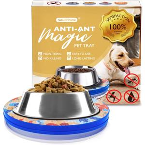 SoulThink Ant Proof Cat Dog Bowl Tray - SoulThink x Simone Miller Collaboration Pet Food Dish Indoor No Chemical No Water Needed Different from Traditional Ant Trap (Orchid Flower)