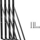 4 Pack L16 x H 10" Black Heavy Duty Shelf Brackets with Screws Metal Shelf Brackets Shelf Support Angle Brackets for Shelves L Brackets Heavy Duty Floating Shelf