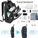 Backpack for Men Slim & Expandable Travel Laptop Backpack with USB Charging Port Water Resistant Anti-Theft Business Backpack Fits 17.3In Laptop for Commute Work College with Small BagBusiness Black