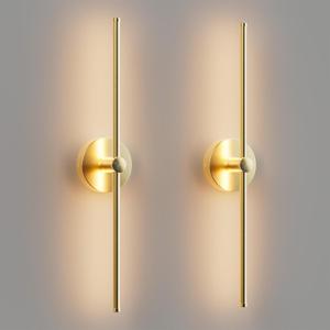 ZAGO 24 Inch LED Indoor Linear Wall Sconces Set of Two, 3CCT Switchable, Brushed Golden, Hardwired and Wall Mounted, Dimmable for Living Room, Hallway, Bedroom, 120-277V, 14W, 900LM, ETL Certified
