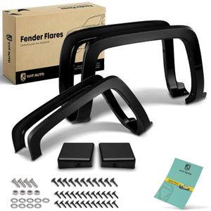 YHTAUTO OE Factory Style Fender Flares w/Hardware Kit Replacement for Chevy Silverado 1500 2014-2018, Silverado 2500 HD/3500 HD 2015-2019, 6.5' & 8' Long Bed, Black Flare Set of 4, Front & Rear