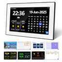 YUYIALARM WiFi 10.1 Inch Digital Alarm Clock for Seniors, Large Display with Day/Date Smart Touchscreen Electronic Calendar 64 Alarms 64 Reminders Dementia Alarm Clock for Elderly（White）