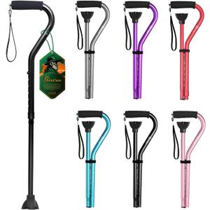 BeneCane Walking Cane for Men & Women Adjustable Cane with Offset Soft Cushioned Handle -Portable Lightweight Sturdy Mobility Walker Aid for Elderly, Seniors Collapsible Cane (Black)