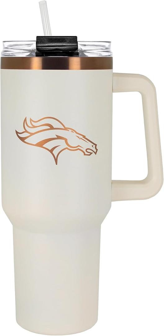 Great American Products NFL 40oz. Colossus Copper Edition Tumbler (One Size, Denver Broncos, Cream)