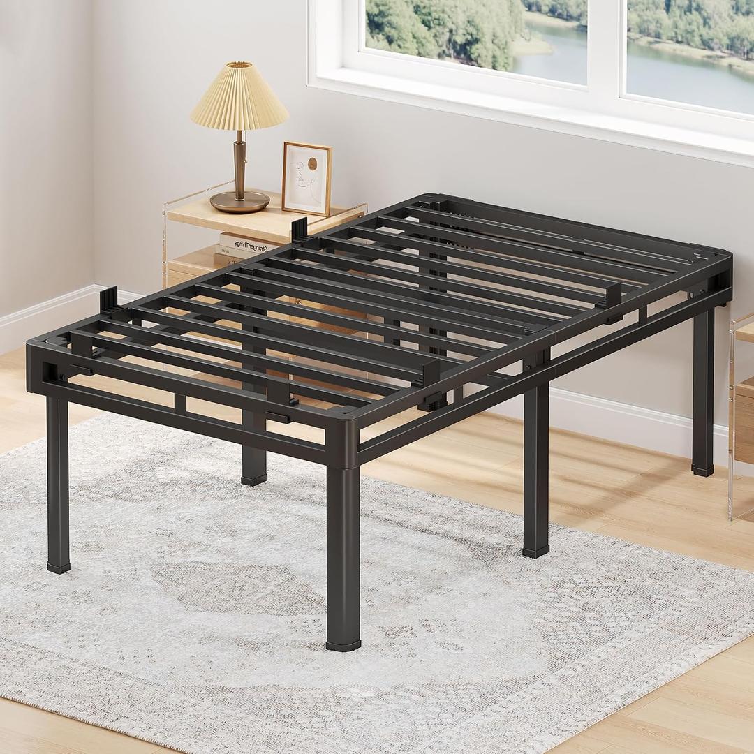 Superay 24 inch HIgh Twin Bed Frame with Rounded Legs, Double Layer Design