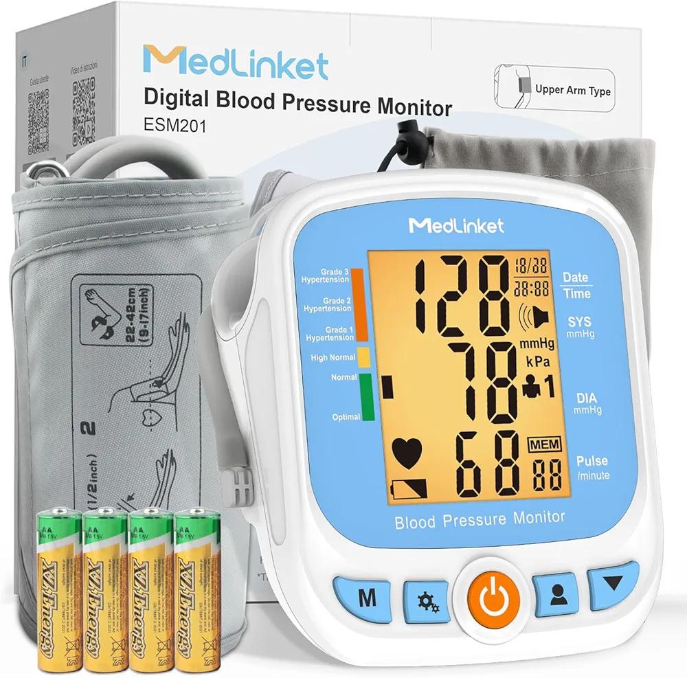 ESM201 Blood Pressure Monitors for Home Use, 9-17" Wide Range Adjustable Blood Pressure Cuff and Big Numbers Display Backlit, Irregular Heartbeat Detector