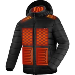 Heated Jacket for Men and Women, Black Winter Coat with Battery Pack, 13 Heating Zone Heated Coat (Small)