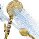 SR SUN RISE Filtered Shower Head with Handheld High Pressure 9 Spray Mode Showerhead Detachable Shower Head Water Softener Filters 1 Filter Brushed Gold