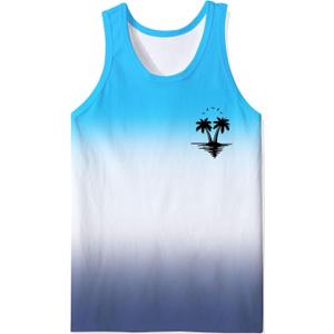 RAISEVERN Mens Tank Tops Summer Sleeveless Tee Cool Workout T-Shirts Beach Novelty Undershirts (XX-Large, Blue Grey)