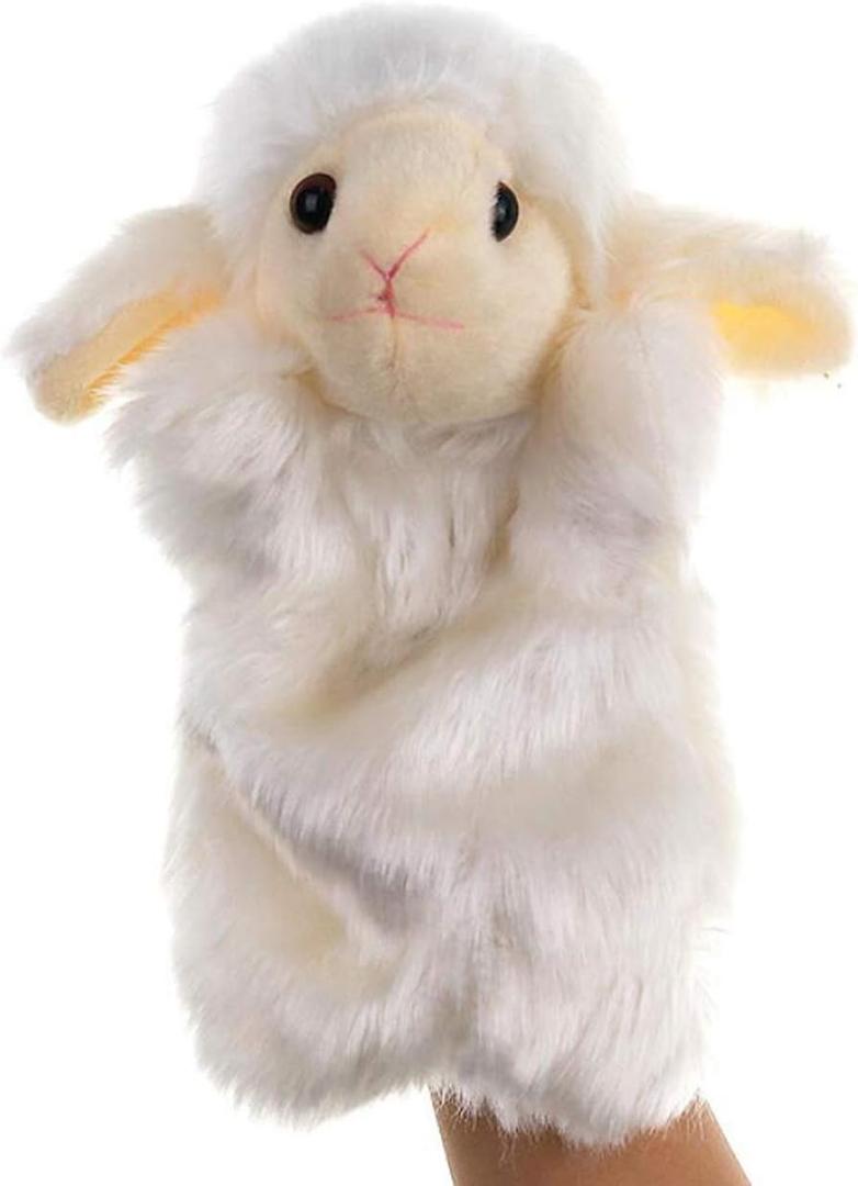 Sheep Hand Puppets Lamb Plush Animal Toys for Imaginative Pretend Play Storytelling White