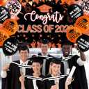 Orange and Black Graduation Decorations Class of 2026 Banner with 18 Pcs Grad Balloons Set - Large Congrats Grad 2026 Graduation Backdrop Decor, Orange Graduate Balloons Grad Party Decorations