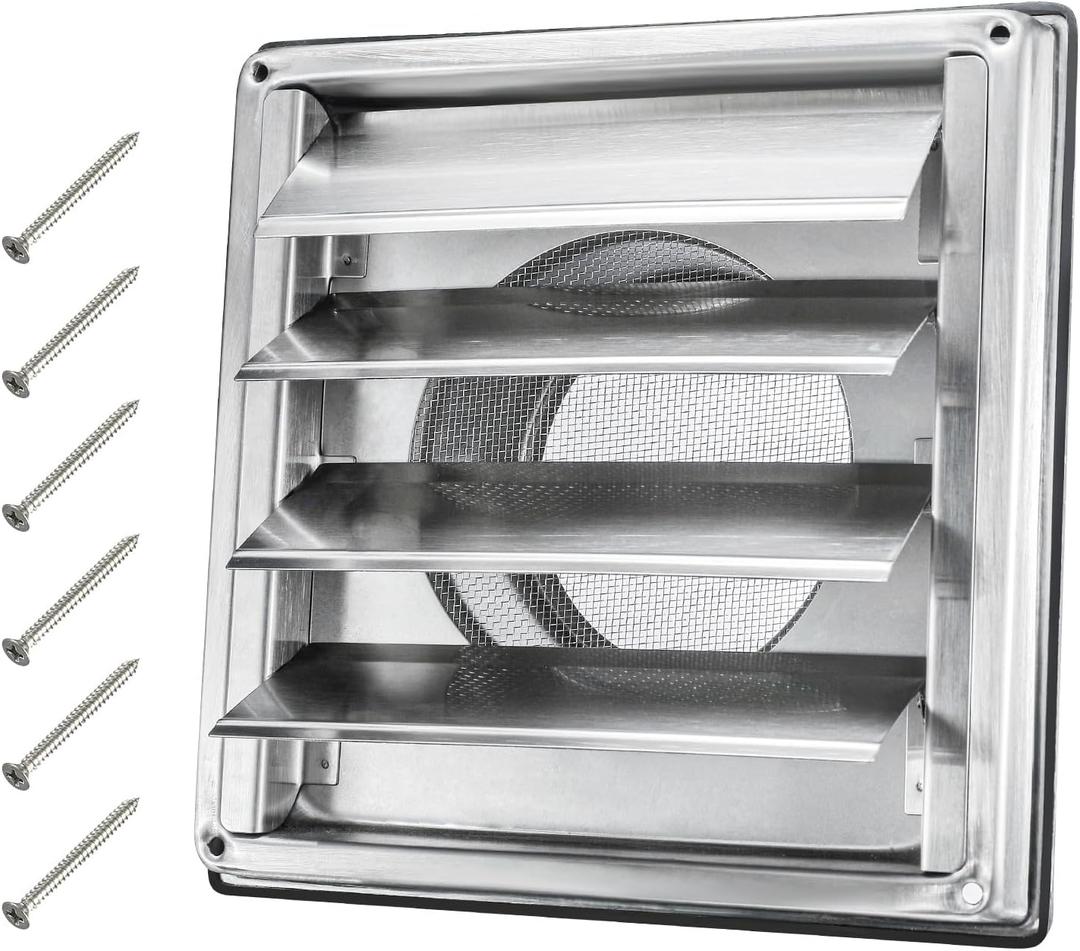 4" Metal Dryer Vent Cover Outside with Pest Guard Screen, 304 Stainless Steel Outdoor Exterior Wall Air Vent Cover with 6 Screws and Rubber Gasket for Bathroom Exhaust Vent Office Home (4 Inch Flexible Flap, Silver)